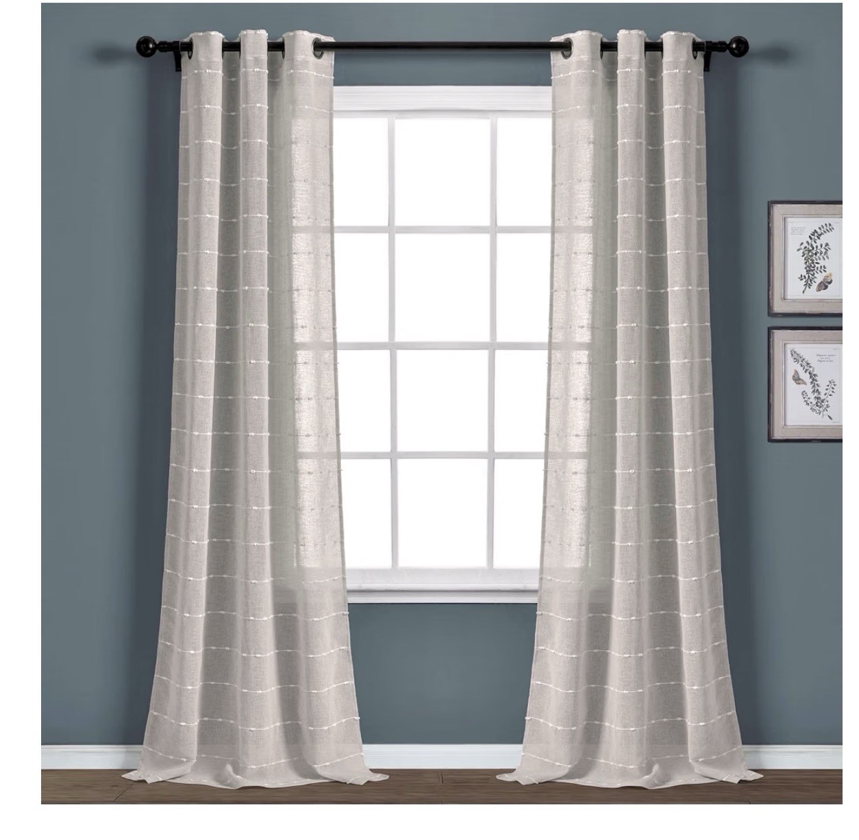 Lush Decor Farmhouse Textured Grommet Sheer Window Size : 38 X 84 Set Of 2