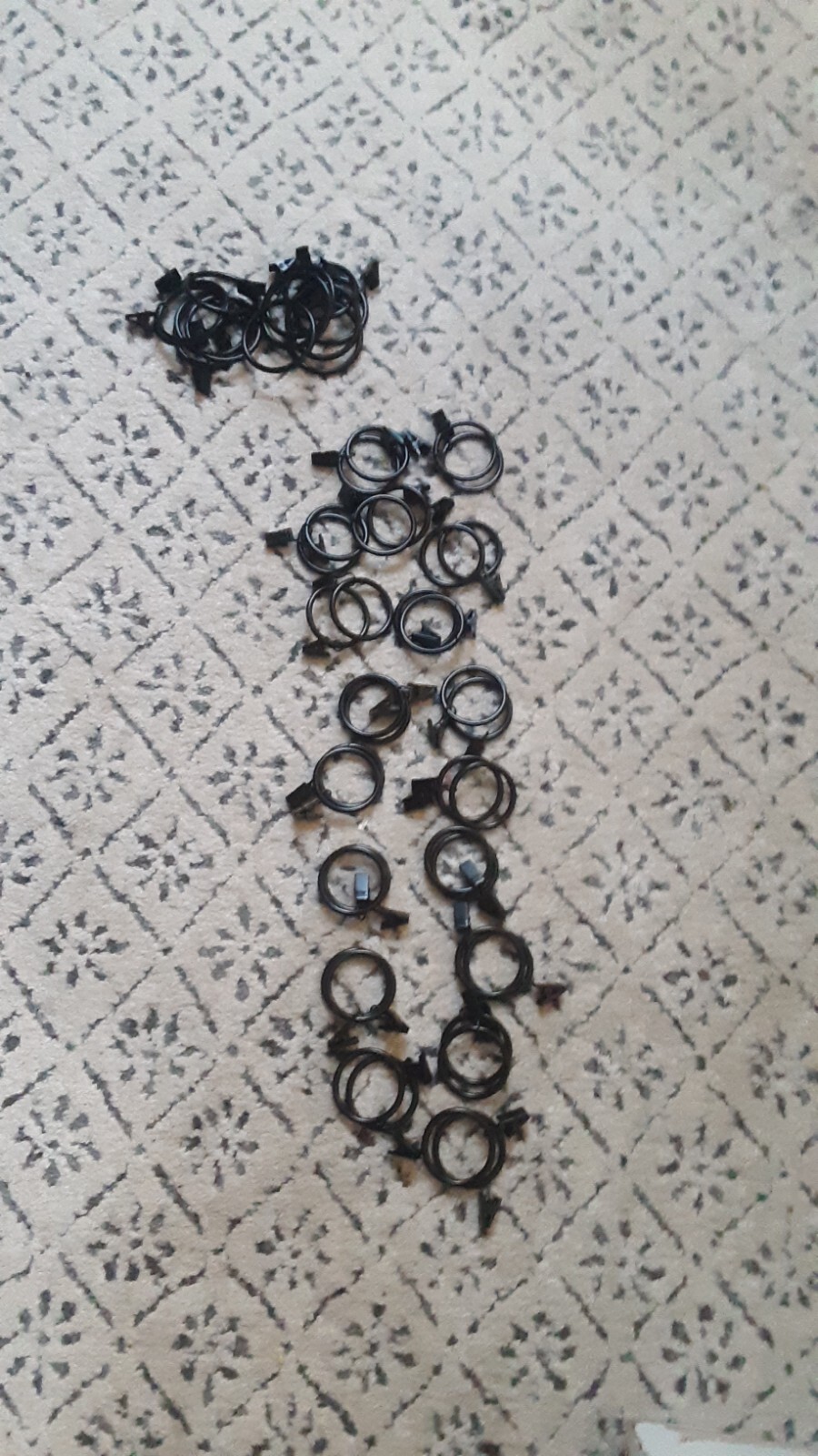 Black Small (36) and Large (14) Curtain Rings with Clips