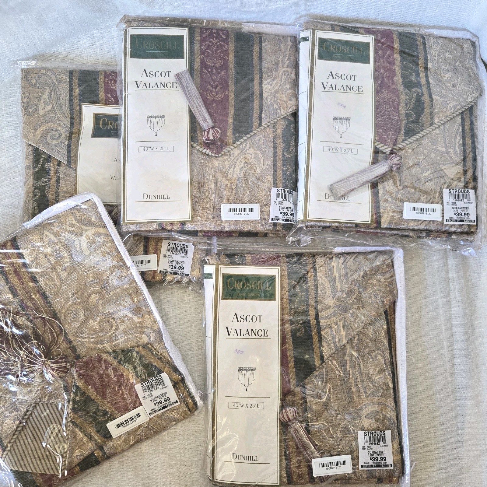 VTG NEW (5) Croscill Ascot Valances 40×25 Dunhill