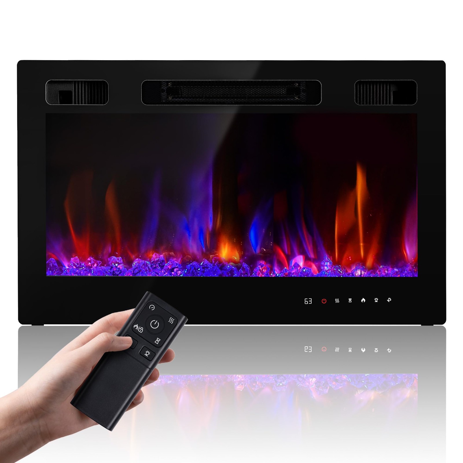 Electric Fireplace Insert 36″ Realsmart 1500W Colors LED Decor Low Noise