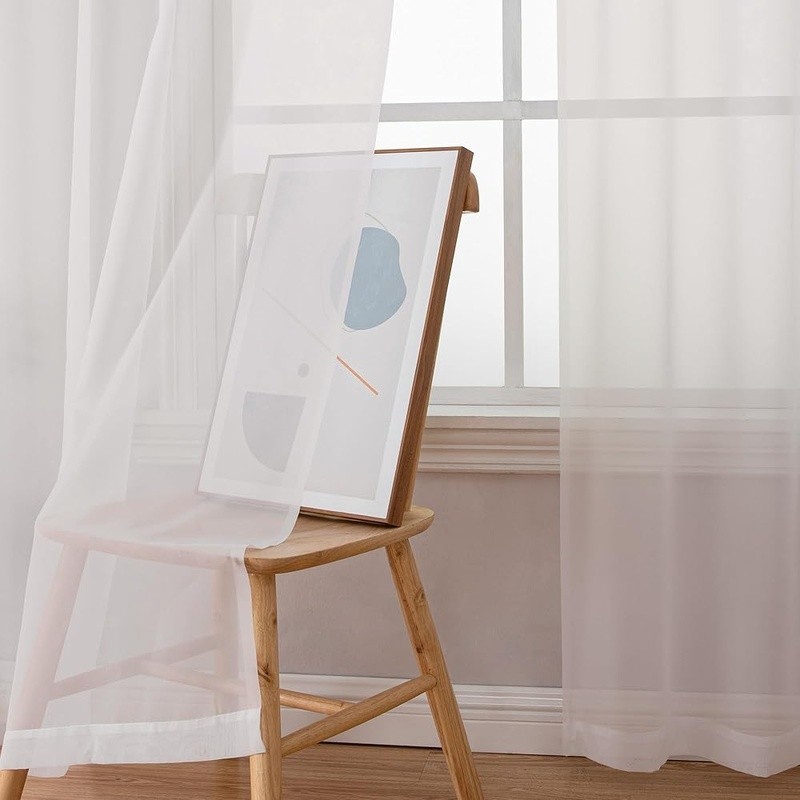 Durable Sheer Window Curtain Panels Light Filtering Soft Drapes Set of 2 New