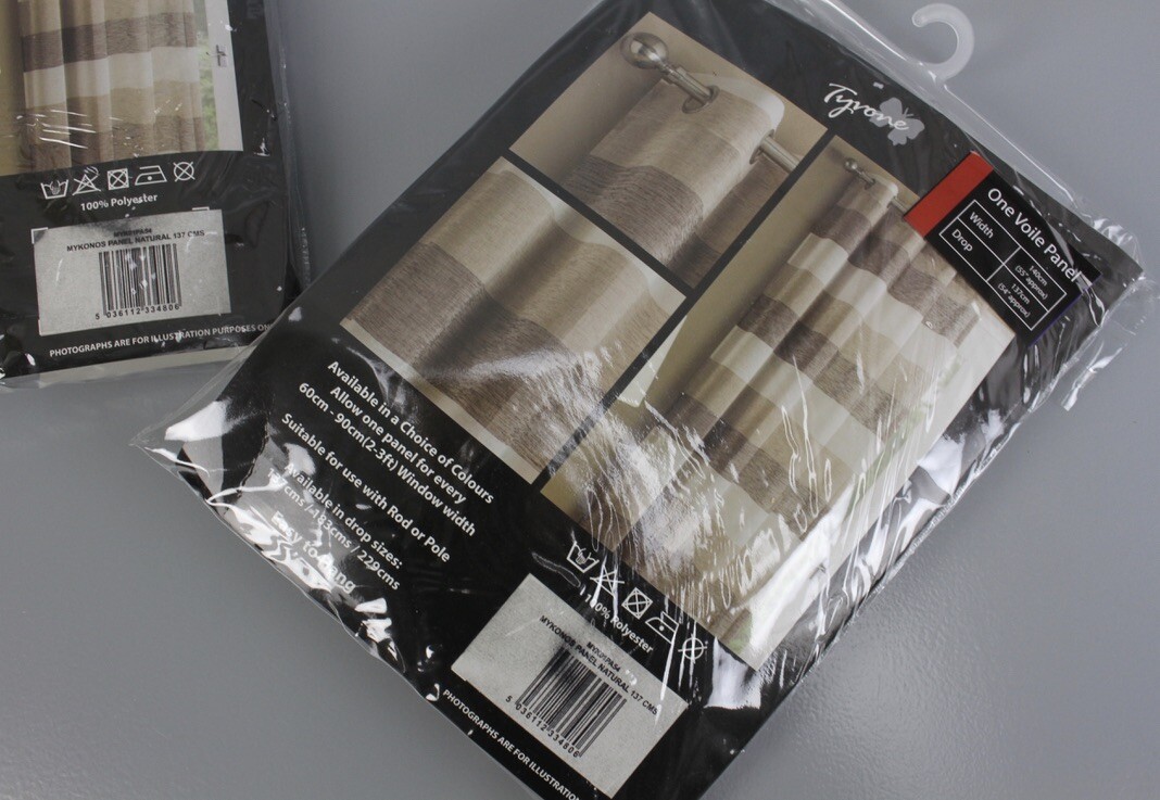 Tyrone Curtains Pair Eyelet Curtain Natural Semi Sheer 140x137cm Curtains K10-2S