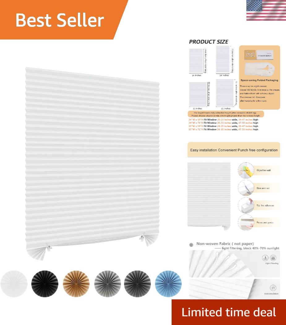 Temporary Stick-On White Blinds – 35×59 Inches for Elegant Interior Design
