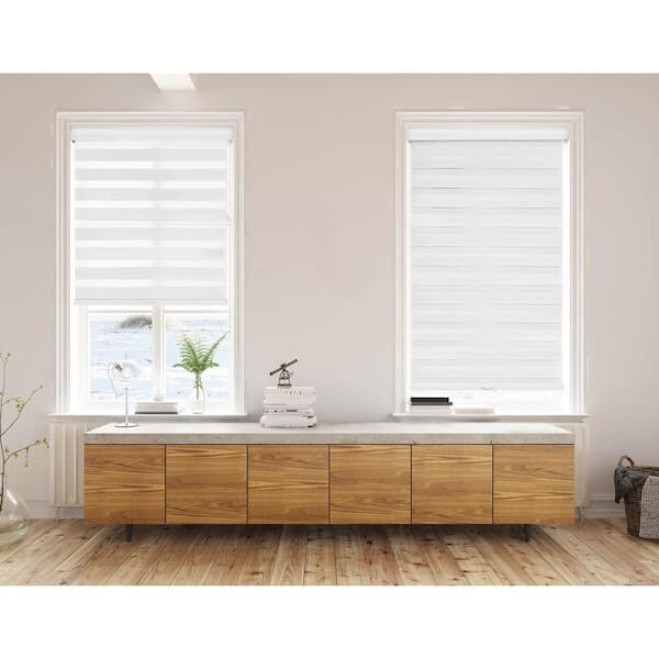 Lumi Polyester Cordless Light Filtering Dual Layered Zebra Shade – White