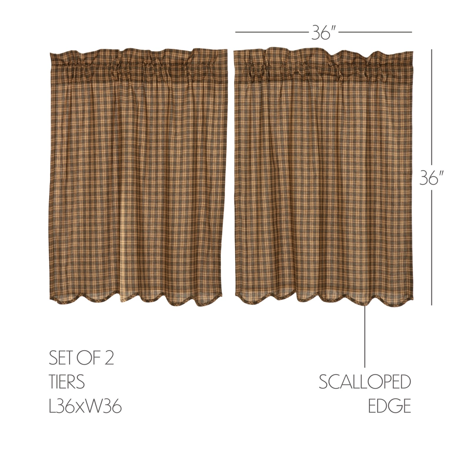 Cedar Ridge Cedar Green Set (2 Prairie Swag 36×18 ; 2 Tier 36×36) VHC Brands