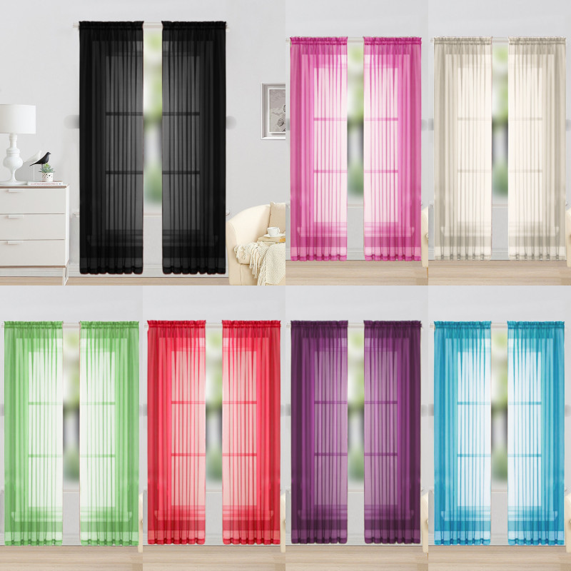 2PC SOLID SHEER PANEL INDOOR OUTDOOR PORCH WEDDING ROD POCKET WINDOW CURTAIN