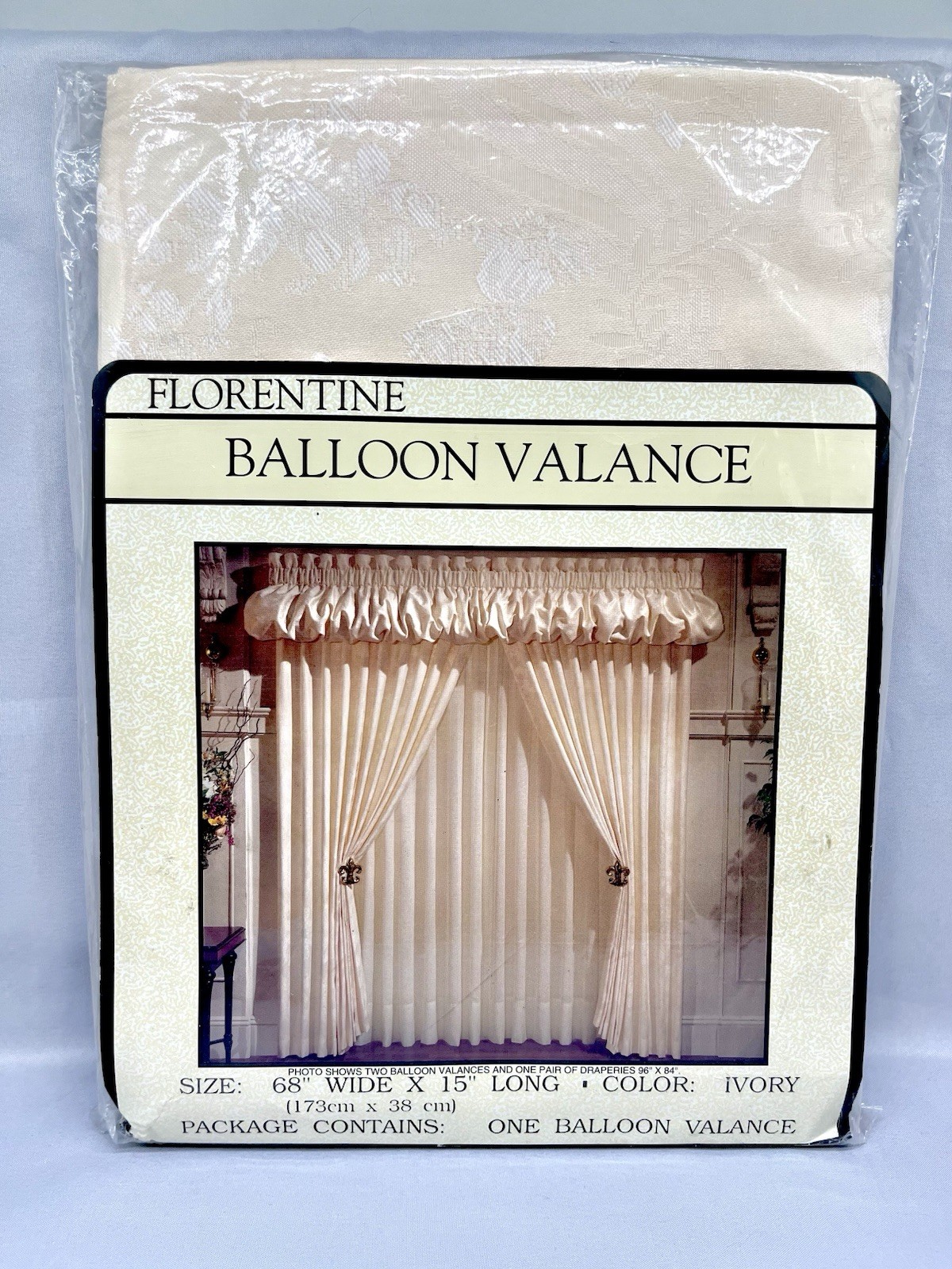Vintage Florentine Balloon Valance Ivory 68×15 New Sealed USA Made Damask
