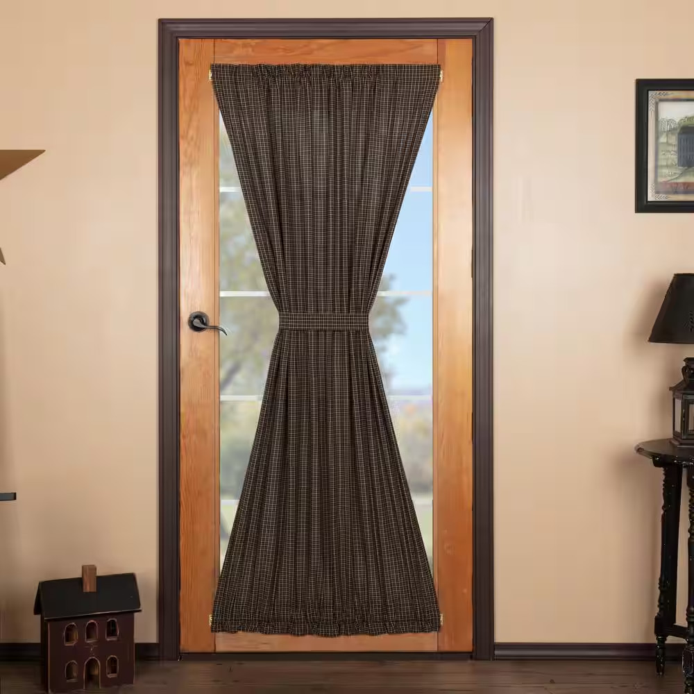 Kettle Grove Plaid 40 In. W X 72 In. L Light Filtering Rod Pocket French Door Wi