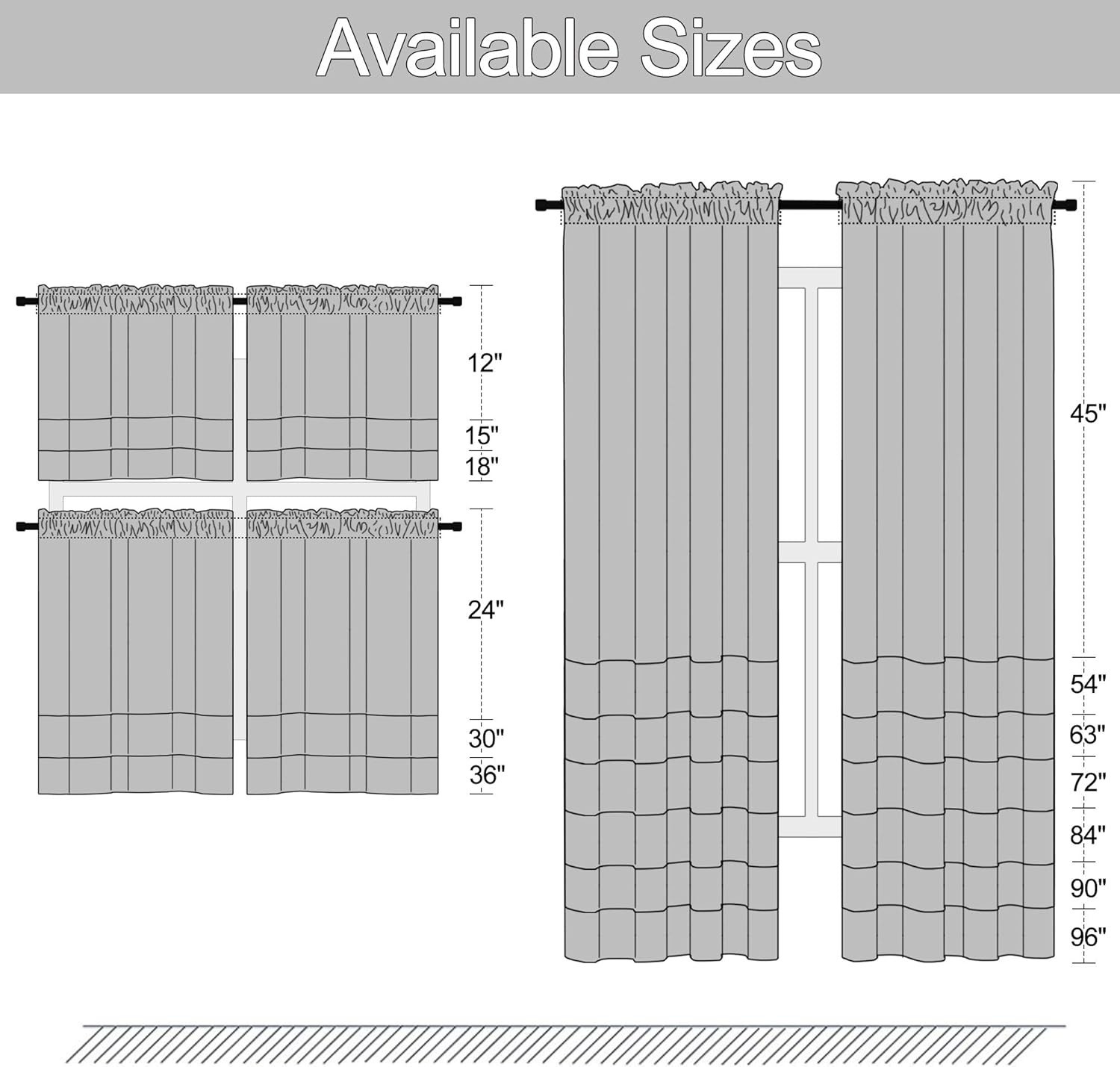 24 Inch Length Curtains- 2 Panels Blackout Thermal Insulating Small Curtain T…