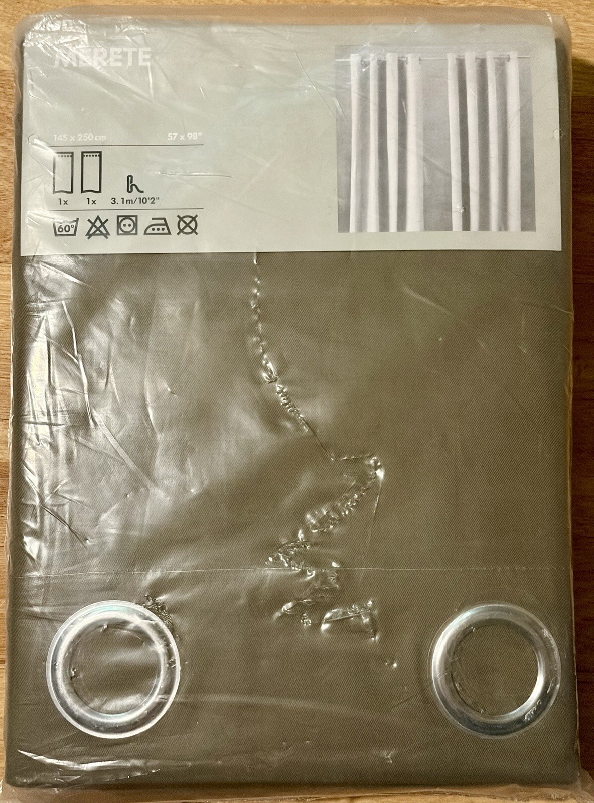 NEW Ikea Merete Curtains 2 Panels 57×98 Light Brown W/ Metal Grommets 601.119.86