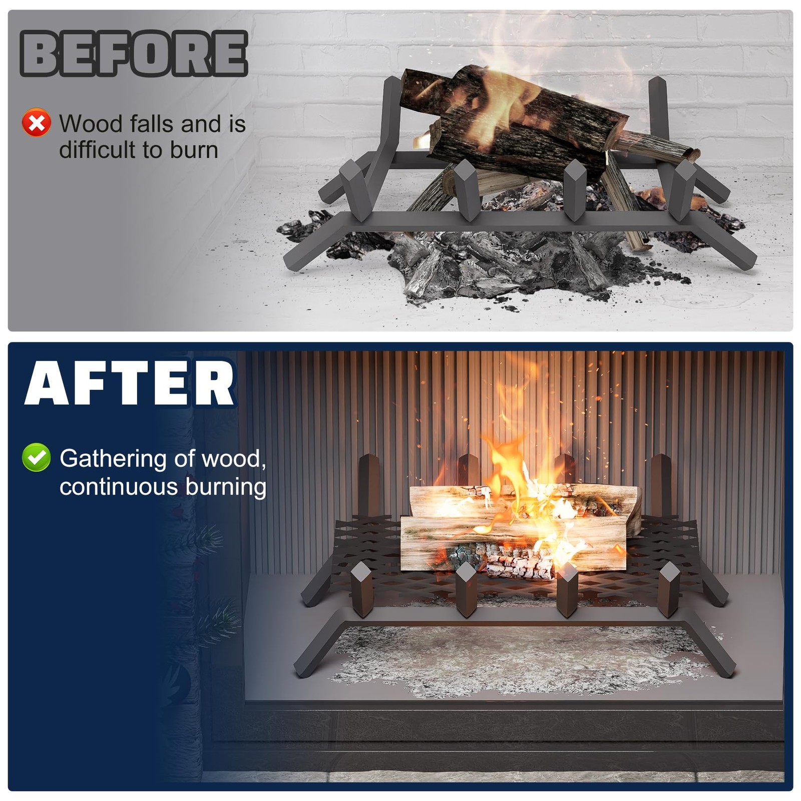 2 PCS Ember Retainer Fireplace Grate Metal Mesh Keep Embers 16×10 Inch Tool