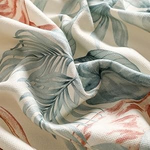 White Blackout Curtains Grommet Microfiber Pastoral Leaves Flamingo Floral