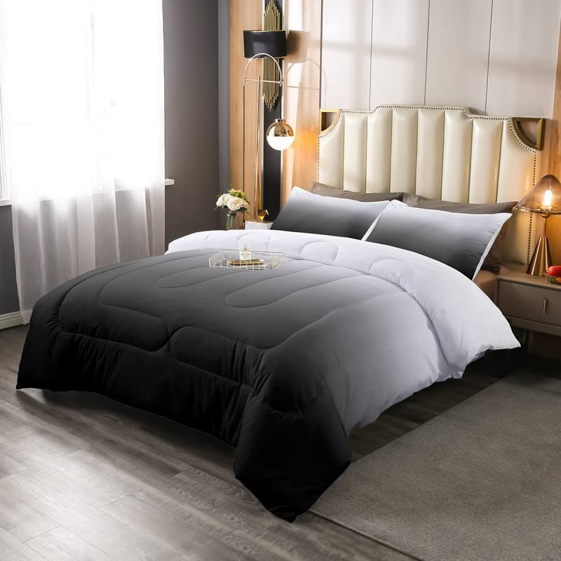 Grey Black Ombre Comforter Set Queen Gray White Gradient Queen, Multi 50