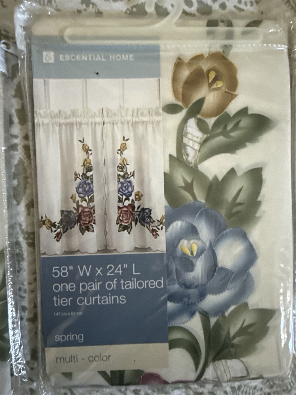 Airbrush 24″ Long Tier Curtain /Pr White/Multi Color New