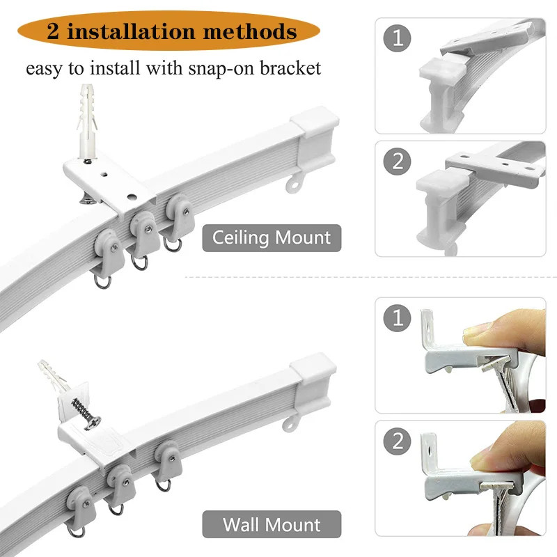 Flexible Bendable Curtain Track Ceiling Wall Mounted Silent Room Divider Rail