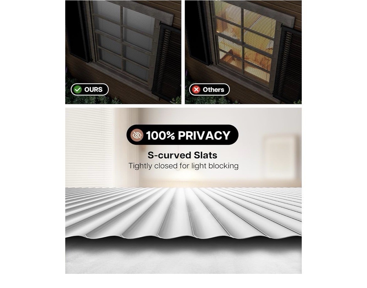 0 Tools Drill Cordless Aluminum Mini Blinds 100% Privacy S-Curve 34 1/2”W X 64”H