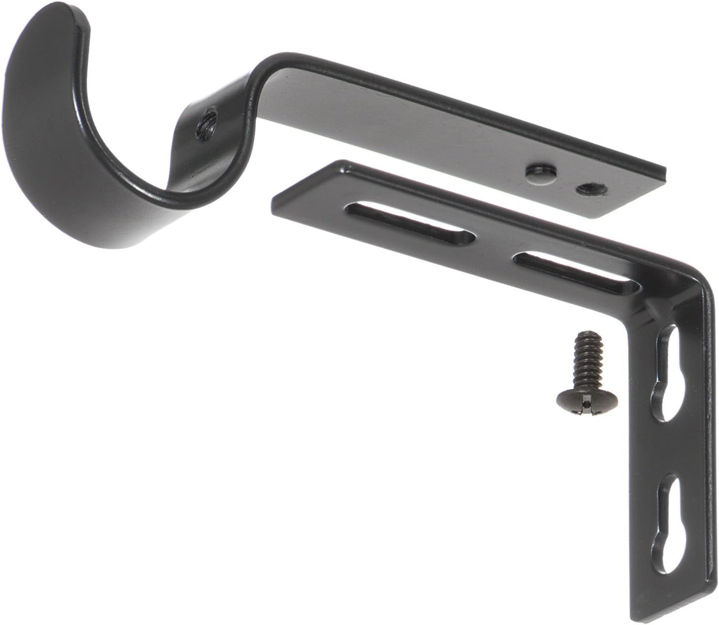 Adjustable Brackets for Curtain Rods – for 7/8 or 1 Inch Rods. Set of 2 – Black