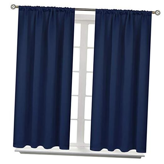 Blackout Curtains for Bedroom 48 Inches 42″W x 48″L (Pack of 2) Navy Blue