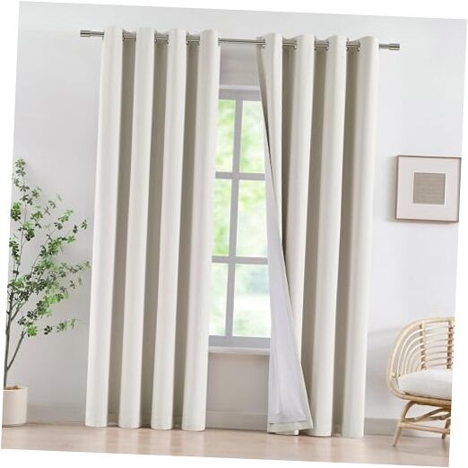Linen Full Blackout Curtains Grommet Total 58″W x 84″L (Pack of 2) Natural