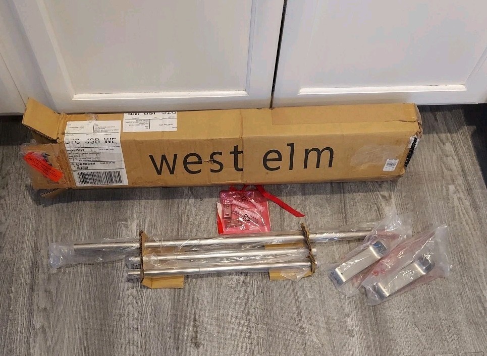West Elm Contour Metal curtain rod 28-48″ All In Brushed Nickel .5″ Diameter