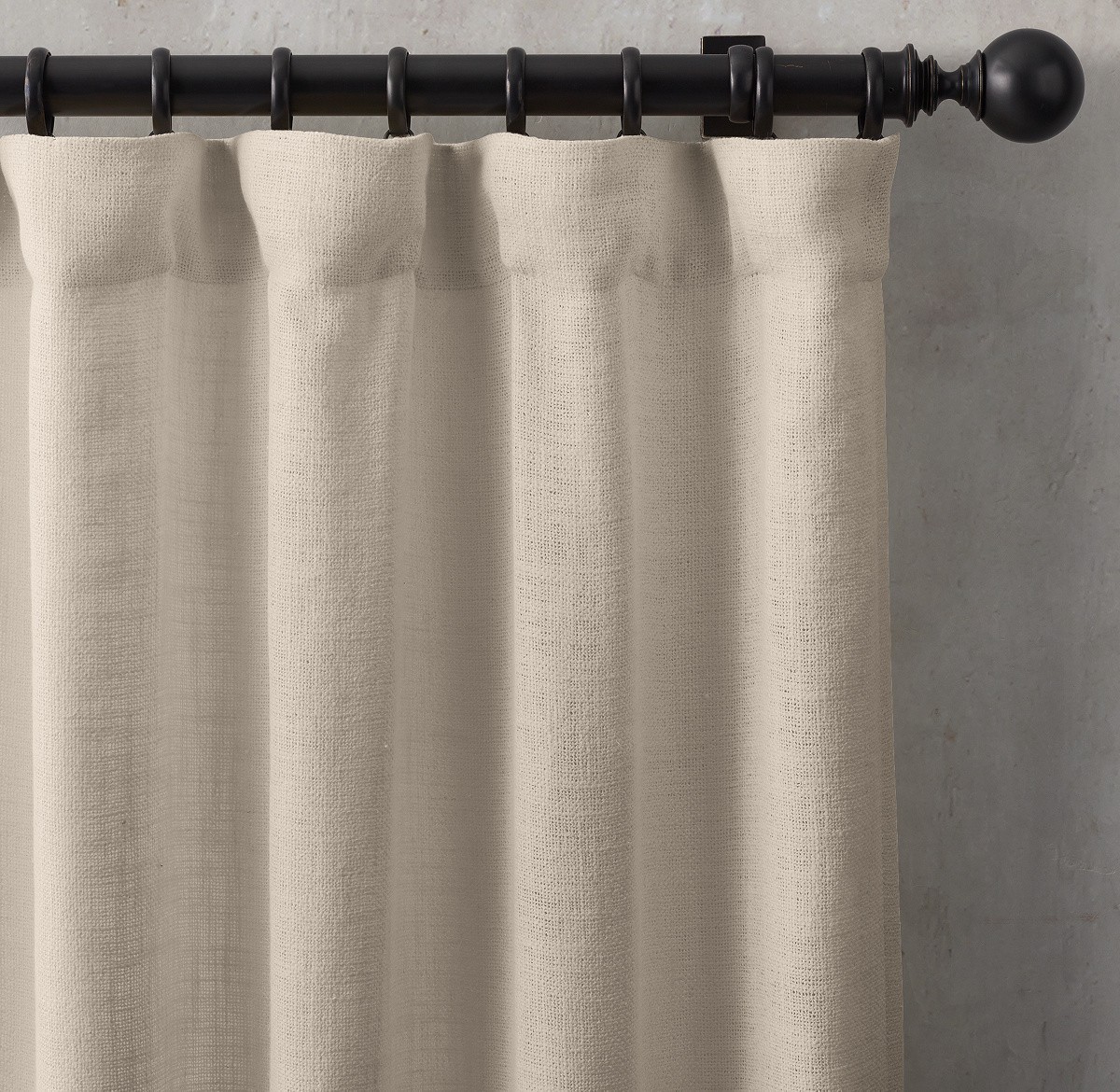 Restoration Hardware Belgian Linen Text Basketweave 84×50 Drapery Curtain Sand