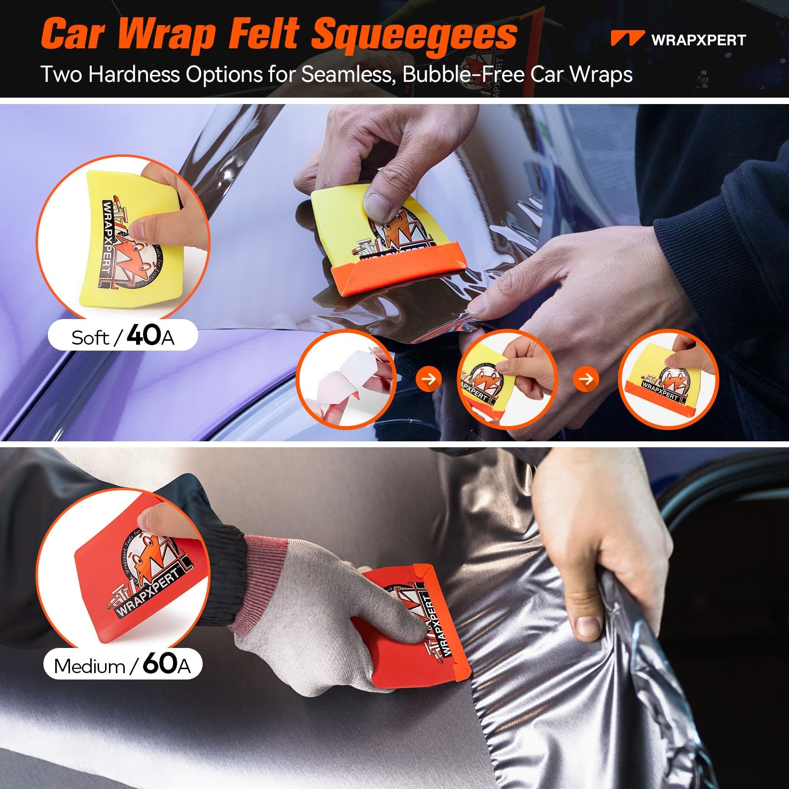 Car Window Tint Tools Kit Vinyl Wrap Squeegee Felt Long Handle Film Installation