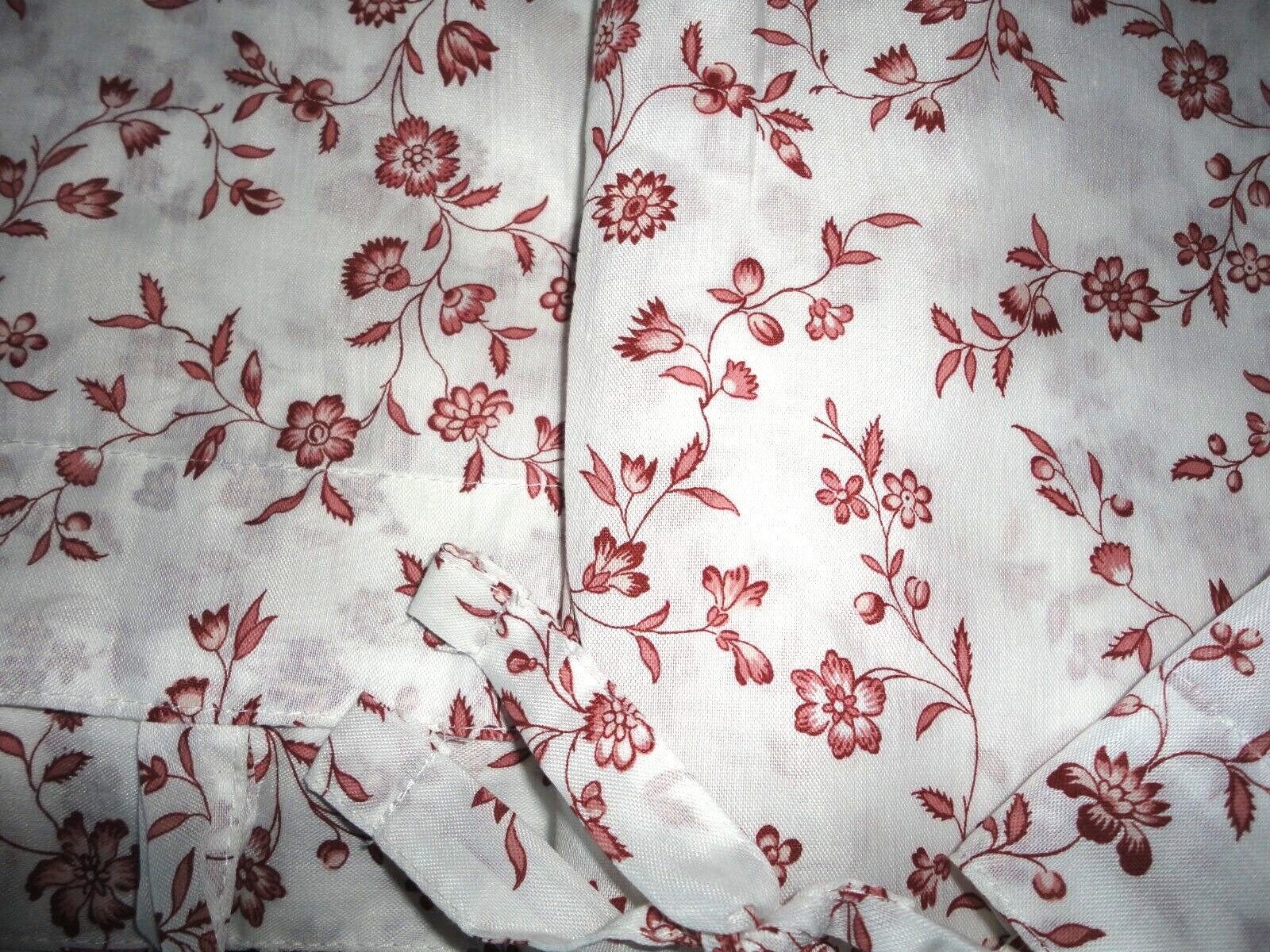 IKEA Hassleklocka RED & WHITE floral (2) tie-top UNLINED DRAPERY PANELS 57 X 98