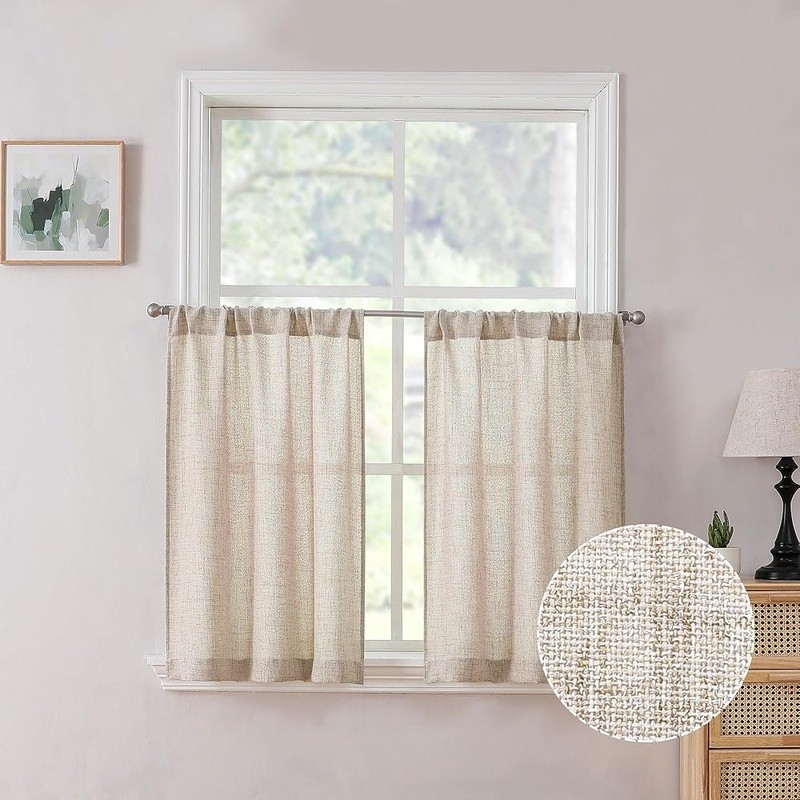Sheer Linen Curtains Privacy Light Filtering Soft Durable Drapes Panels New