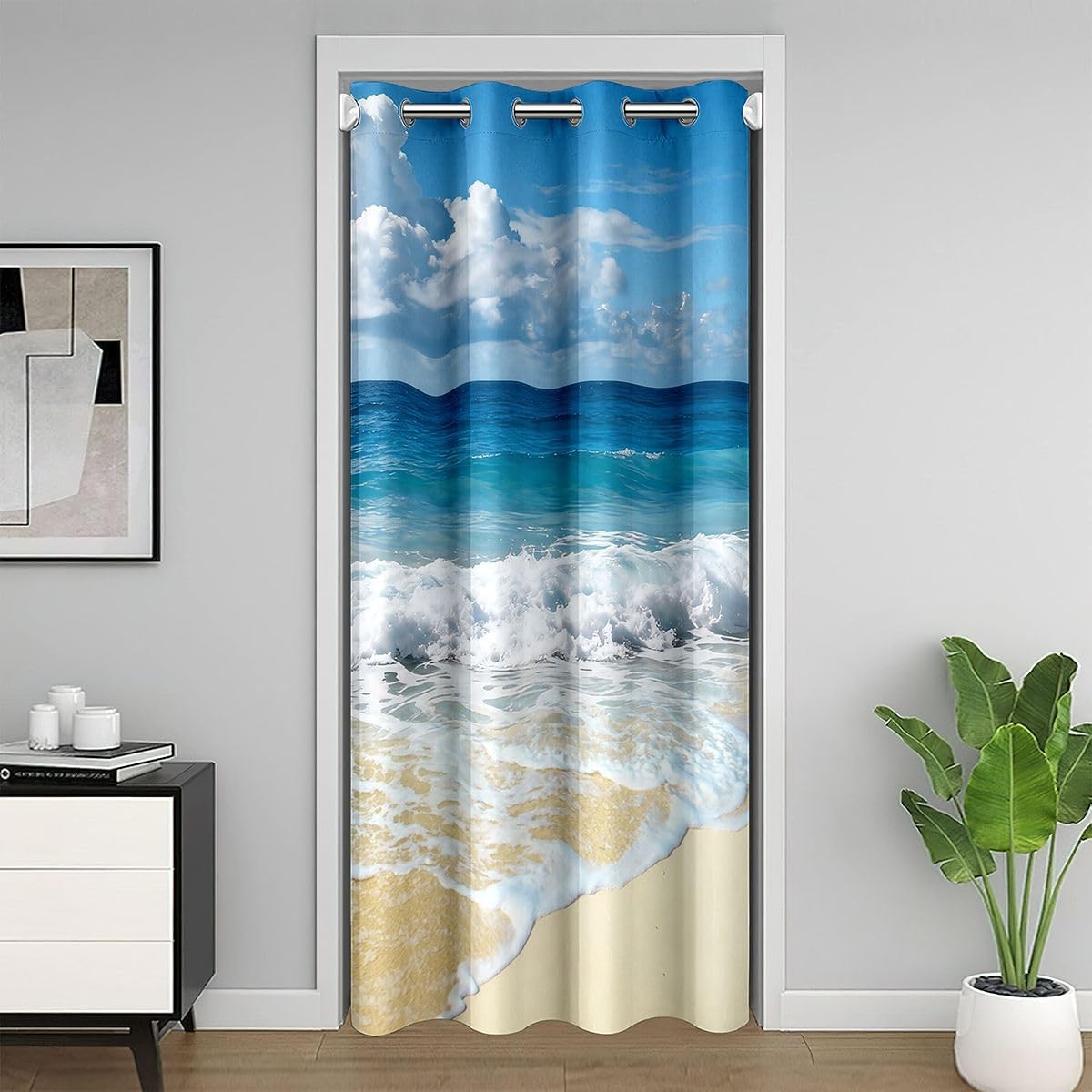 Erosebridal Ocean Wave Door Curtain For Doorways Privacy Hawaiian Beach Foamy