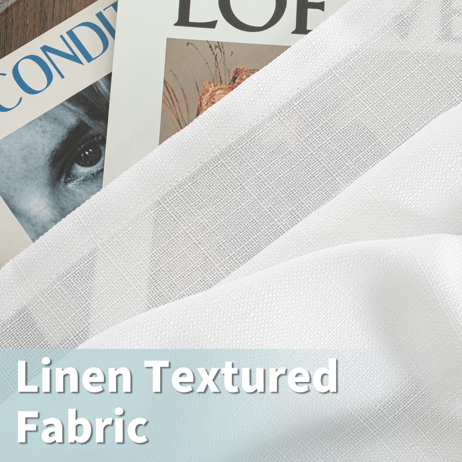 LAMIT White Linen Curtains 84 inches Long 2 Panels, Grommet Semi Sheer Light …