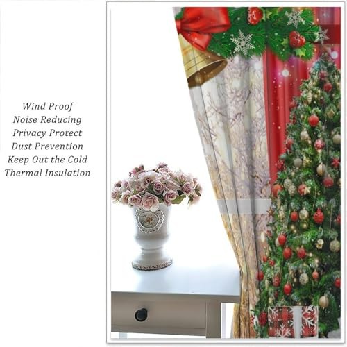 Christmas Window Curtains, Christmas Tree 20″W x 45″L (Pack of 2) Christmas-14
