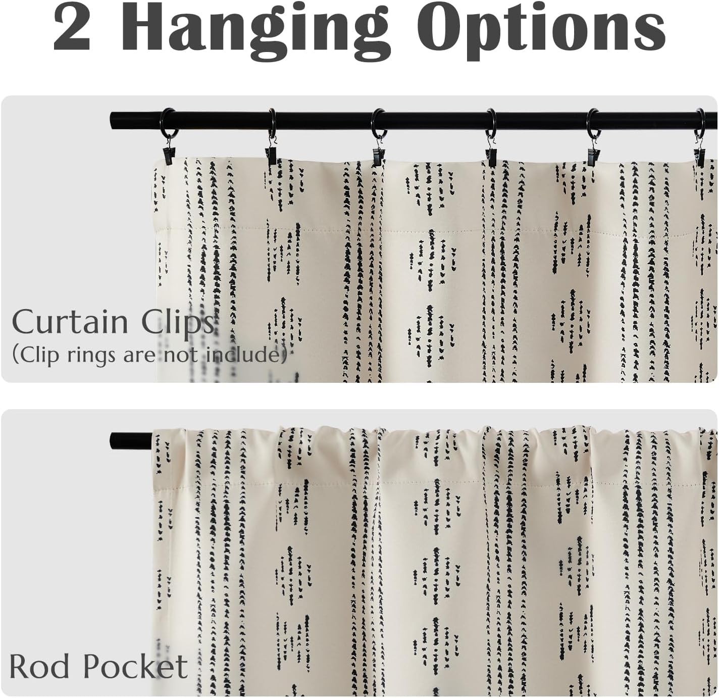 95% Blackout Boho Kitchen Curtains 24 Inches Cafe Tier Curtains Bohemian Small