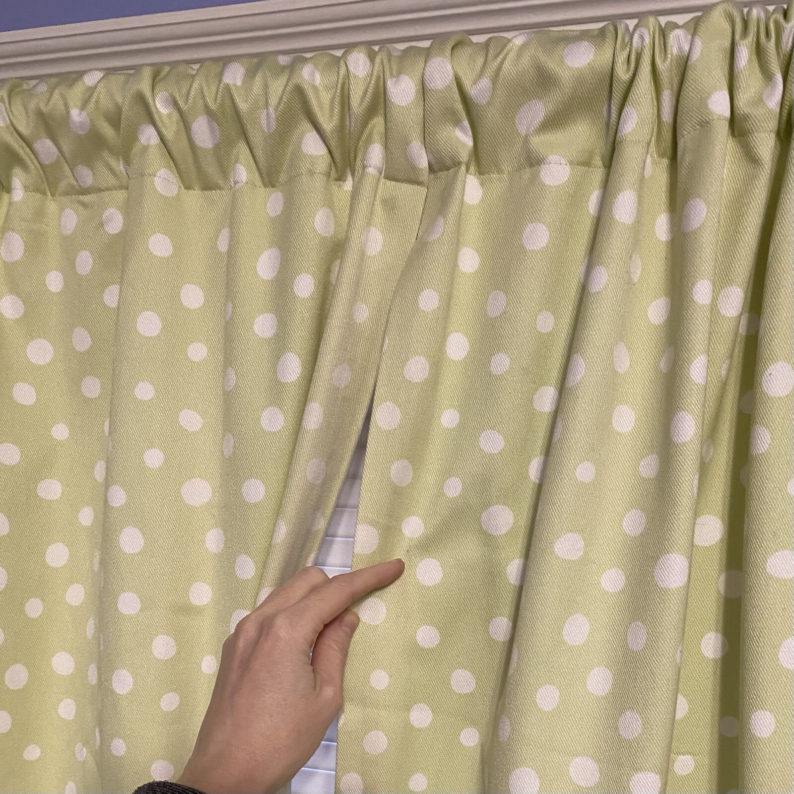 Pottery Barns Kids 44×63 in Lined Curtain Panels 2 Drapes Green White Polka Dot