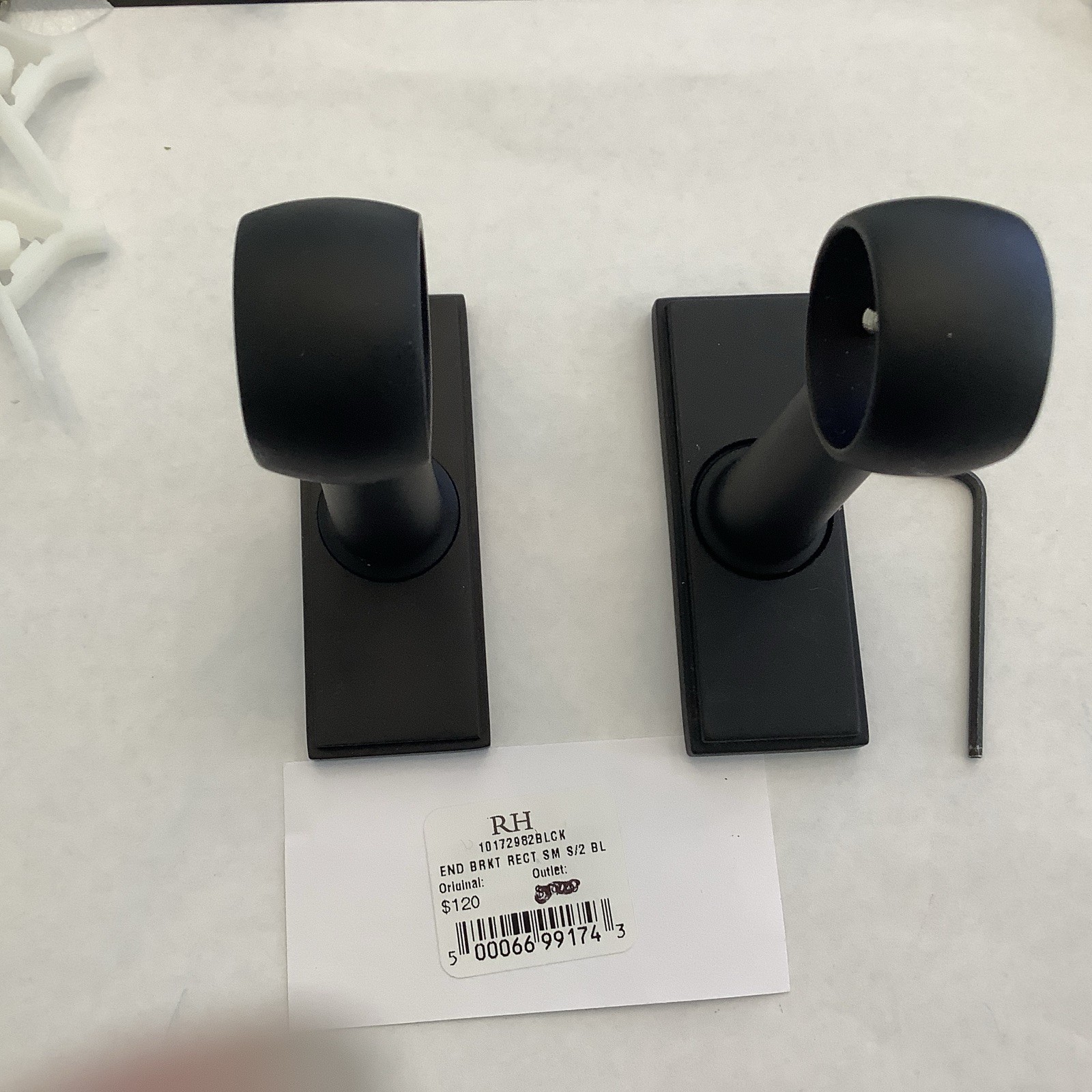 Restoration Hardware Easton End Bracket Rectangular Matte Black Small- Pair