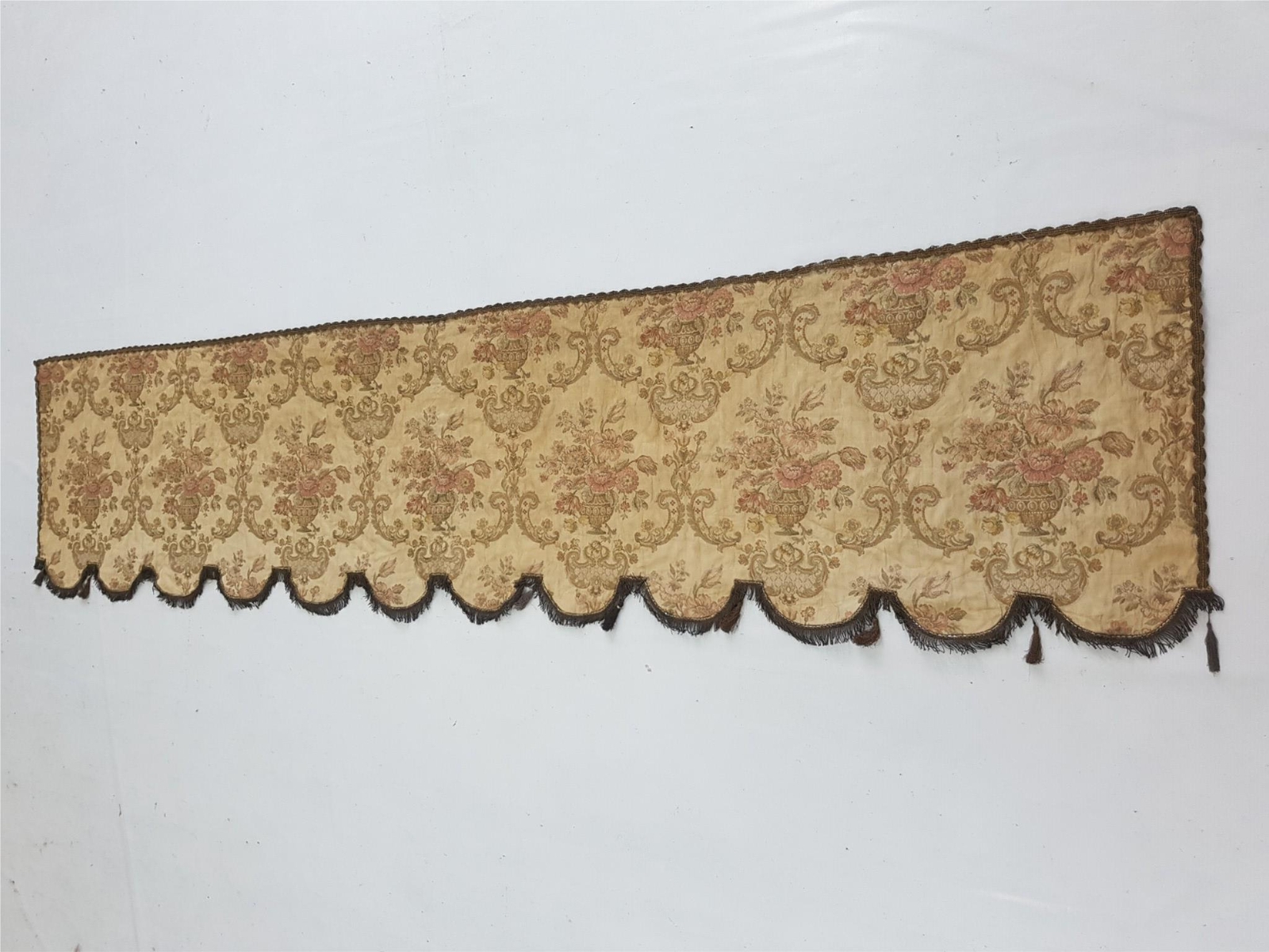 Antique French Silk Brocade Floral Valance 85×18 inches