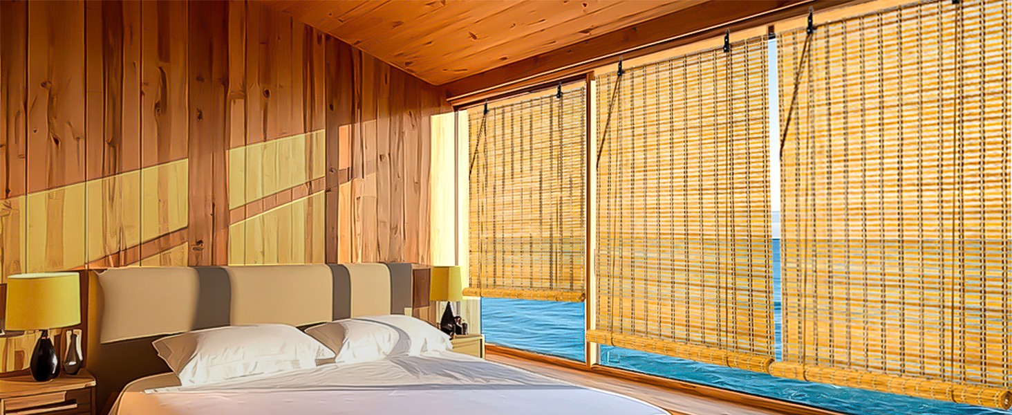 24×72 Inch Bamboo Blinds for Interior Windows, UV Protection Roman Bamboo