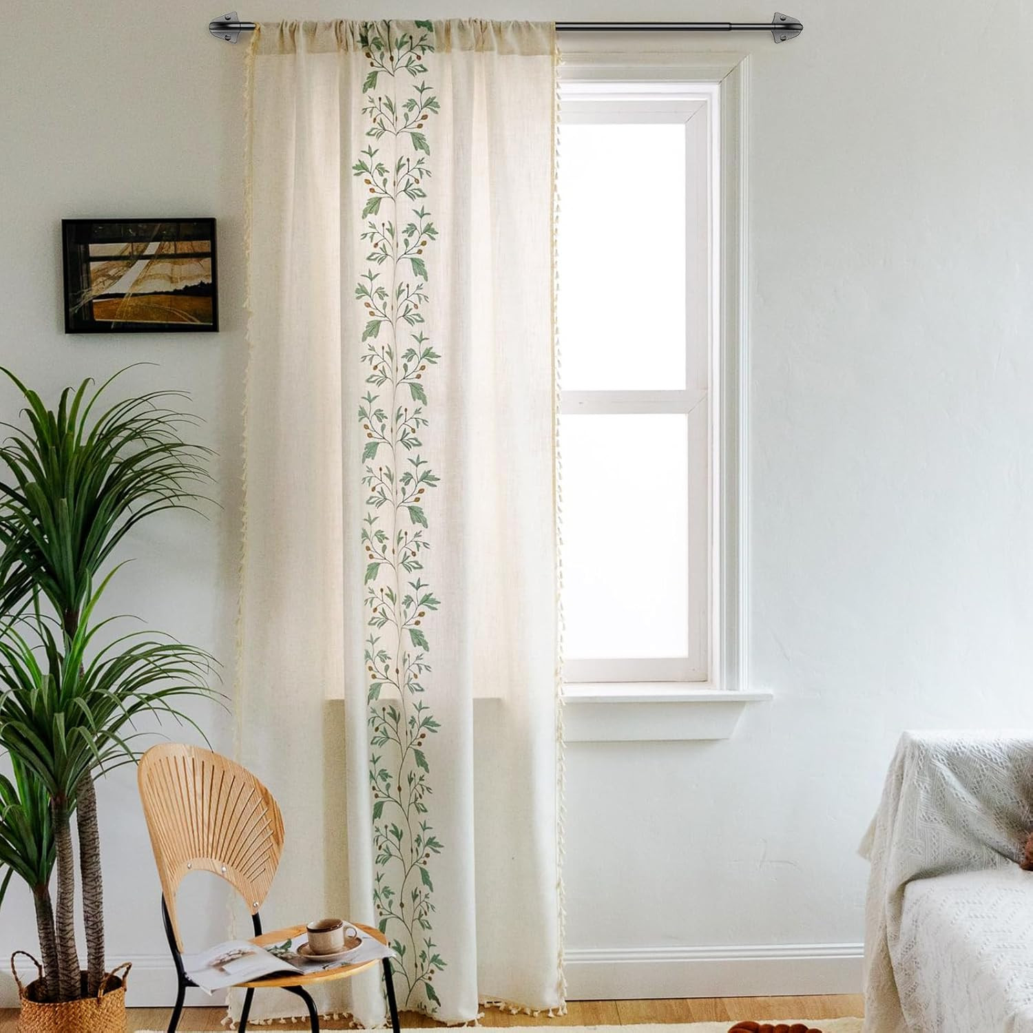 Blackout Curtain Rods for Windows 36″-48″, 5/8 inch Small Matte Black Wrap Aroun