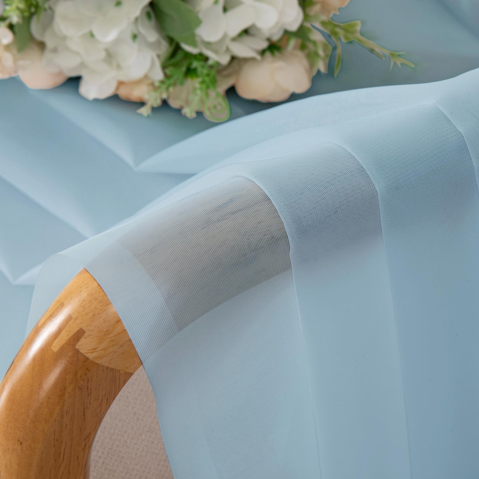 Light Blue Sheer Curtains 84 Inch Length 2 Panels, Light Filtering Soft Airy …