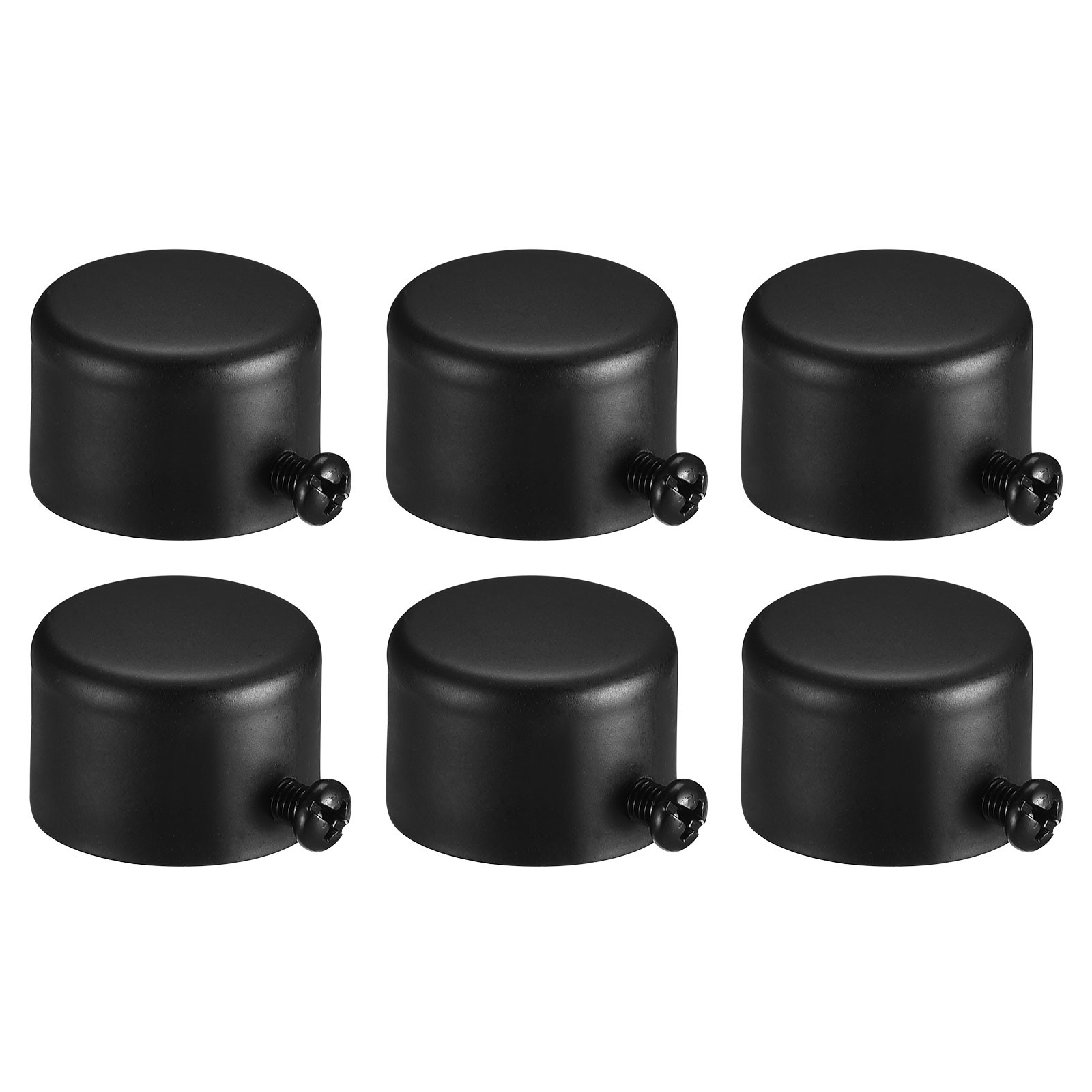 6Pcs Iron Curtain Rod Ends Drapery Rail Pole Head Cap Fits Dia. 26-28mm (Black)