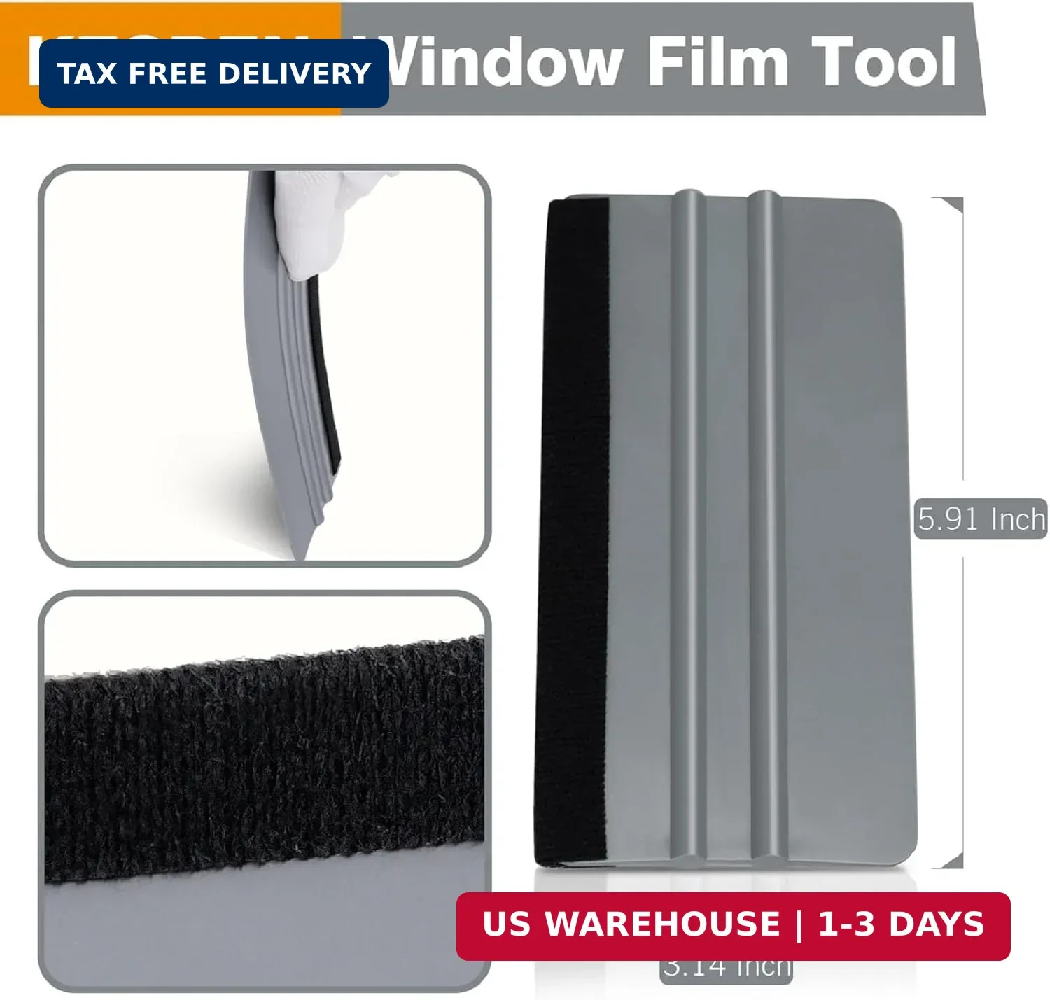 KESPEN Window Felt Squeegee, Vinyl Scraper for Window Privacy Film and Car Glass