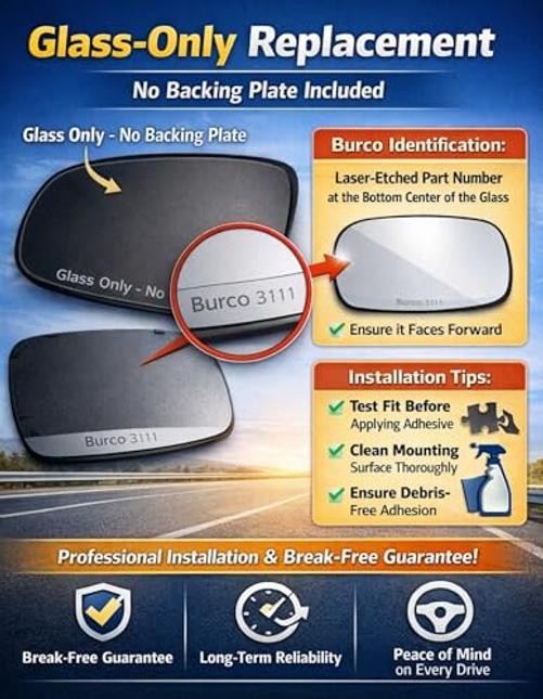 5939 Upper Convex Driver/Passenger Side Foldaway Non-Heated Mirror Glass,