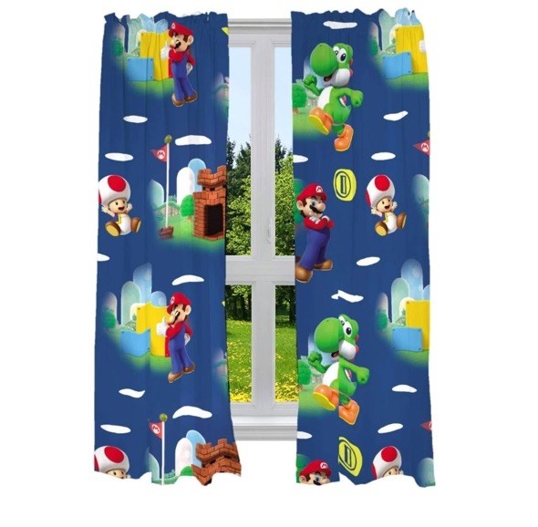 Franco Kids Window Panel Curtains Drapes Set 82 x 63 Nintendo Super Mario Bros