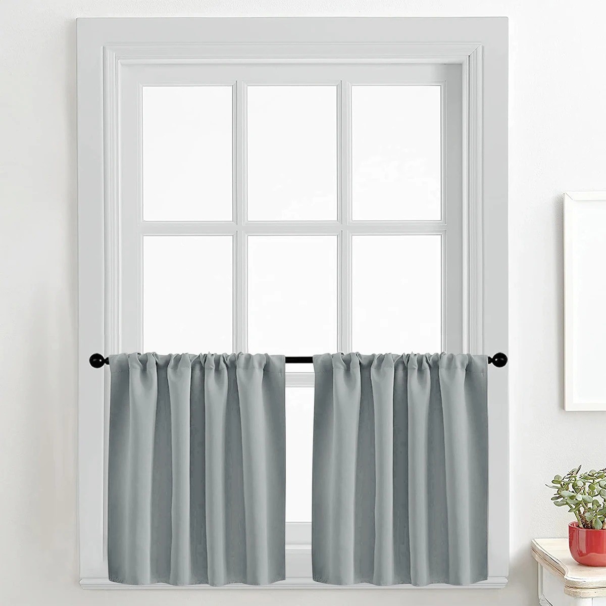 Solid Short Blackout Curtain UV Protection for Kitchen Bathroom Window