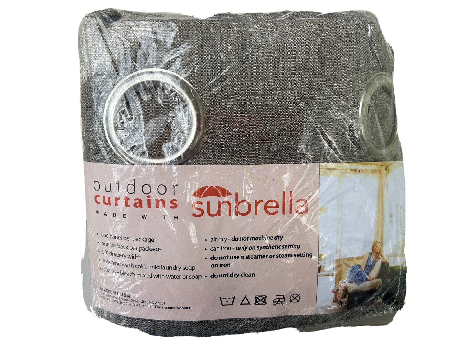 Sunbrella Outdoor Curtain 50” Width Linen Stone Grommets