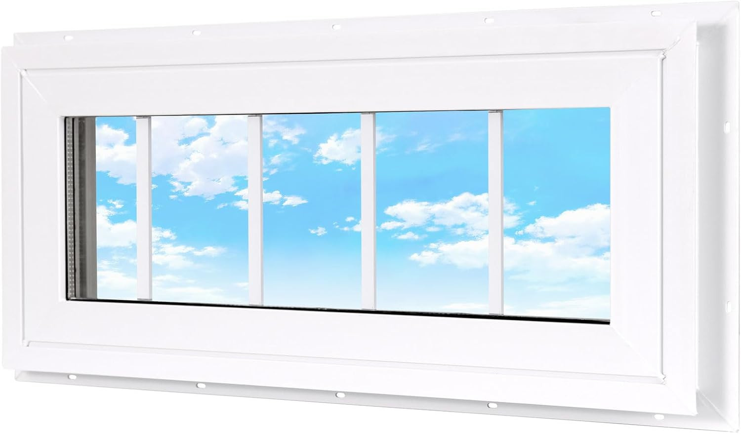 Vinyl Transom Household Window, 10″ X 29″ Double Pane Fixed Window with Grids an