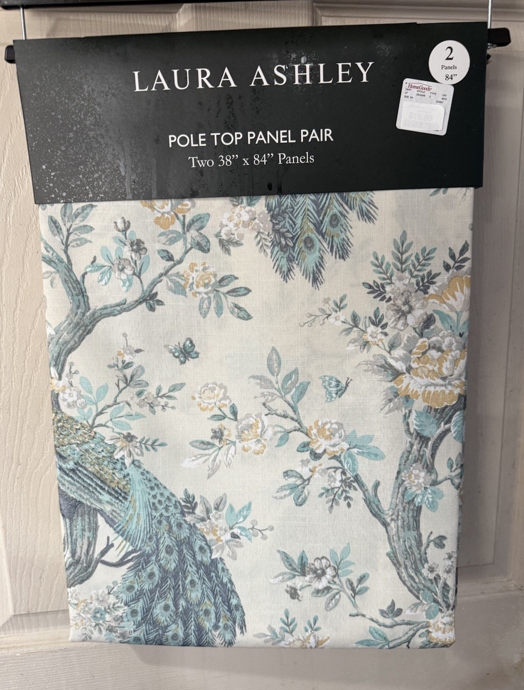 2 NWT Laura Ashley Belvedere Peacock Window Curtain Panel Set 38 x 84 Pole Top