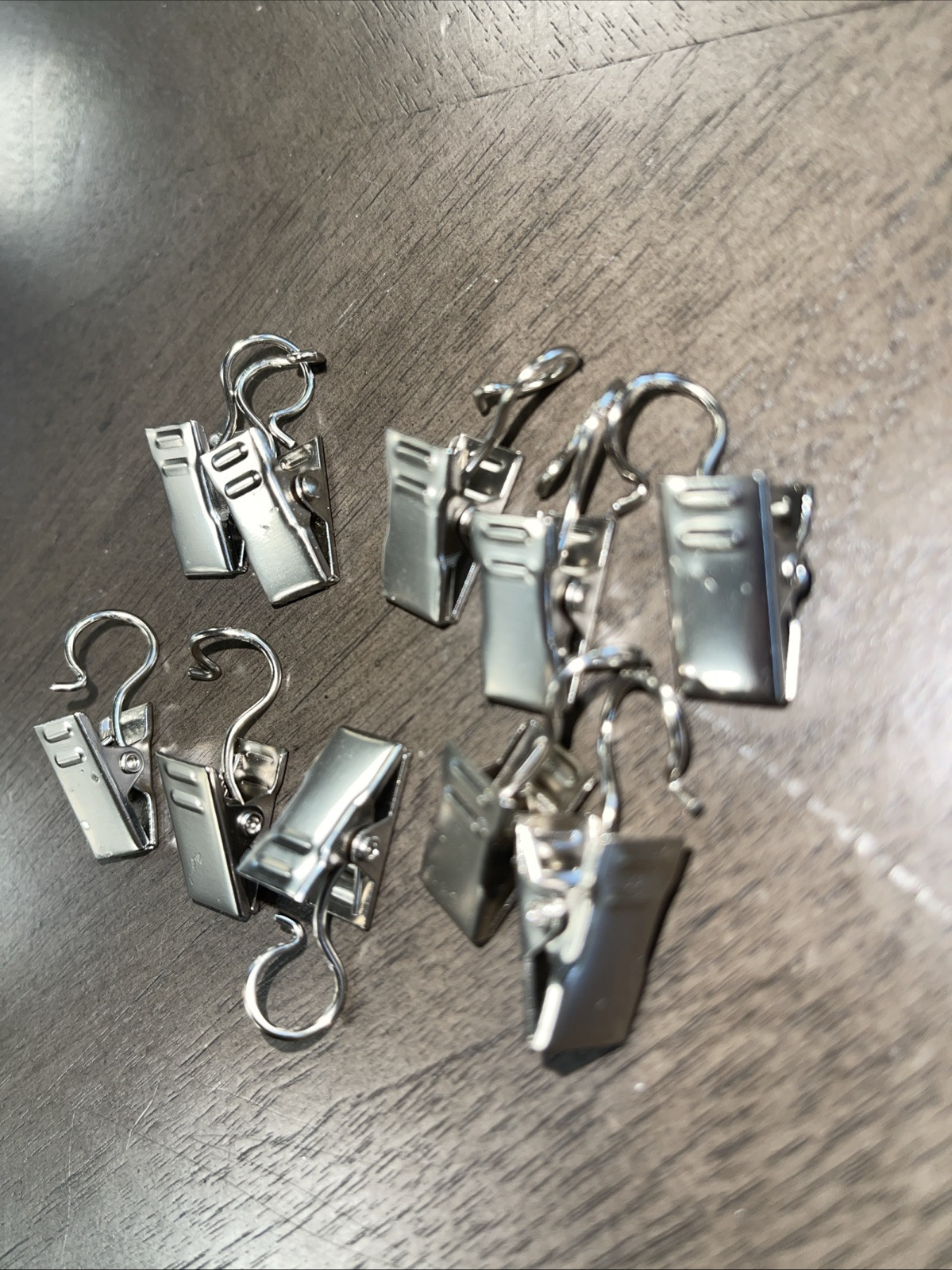 Lot of 10 Metal Alligator Curtain Clips Hooks Silver