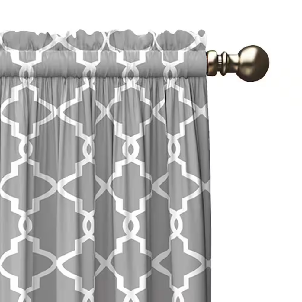 Vickery Gray Trellis Polyester/Cotton Blend 56 In. W X 84 In. L Light Filtering