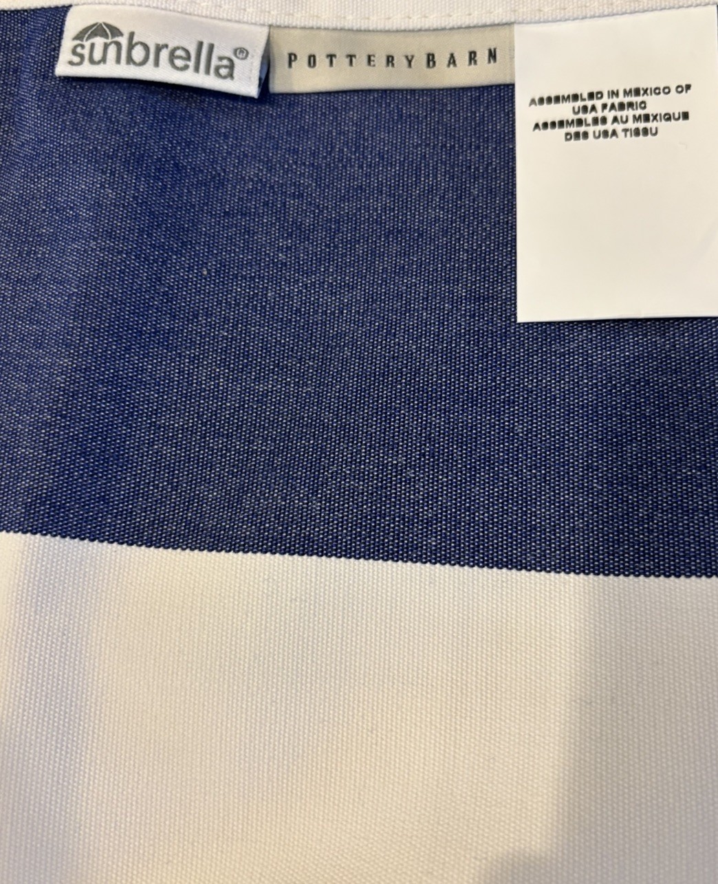 Pottery Barn Sunbrella® Awning Striped Grommet Outdoor Curtain ~ 50”x 84” ~ Blue