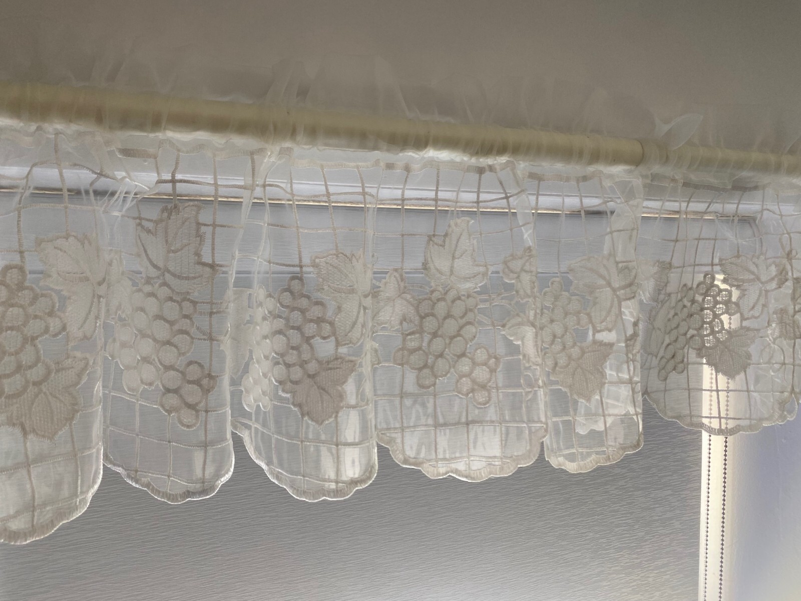 Grapes Embroidered Home Kitchen Window Valance COLOR WHITE